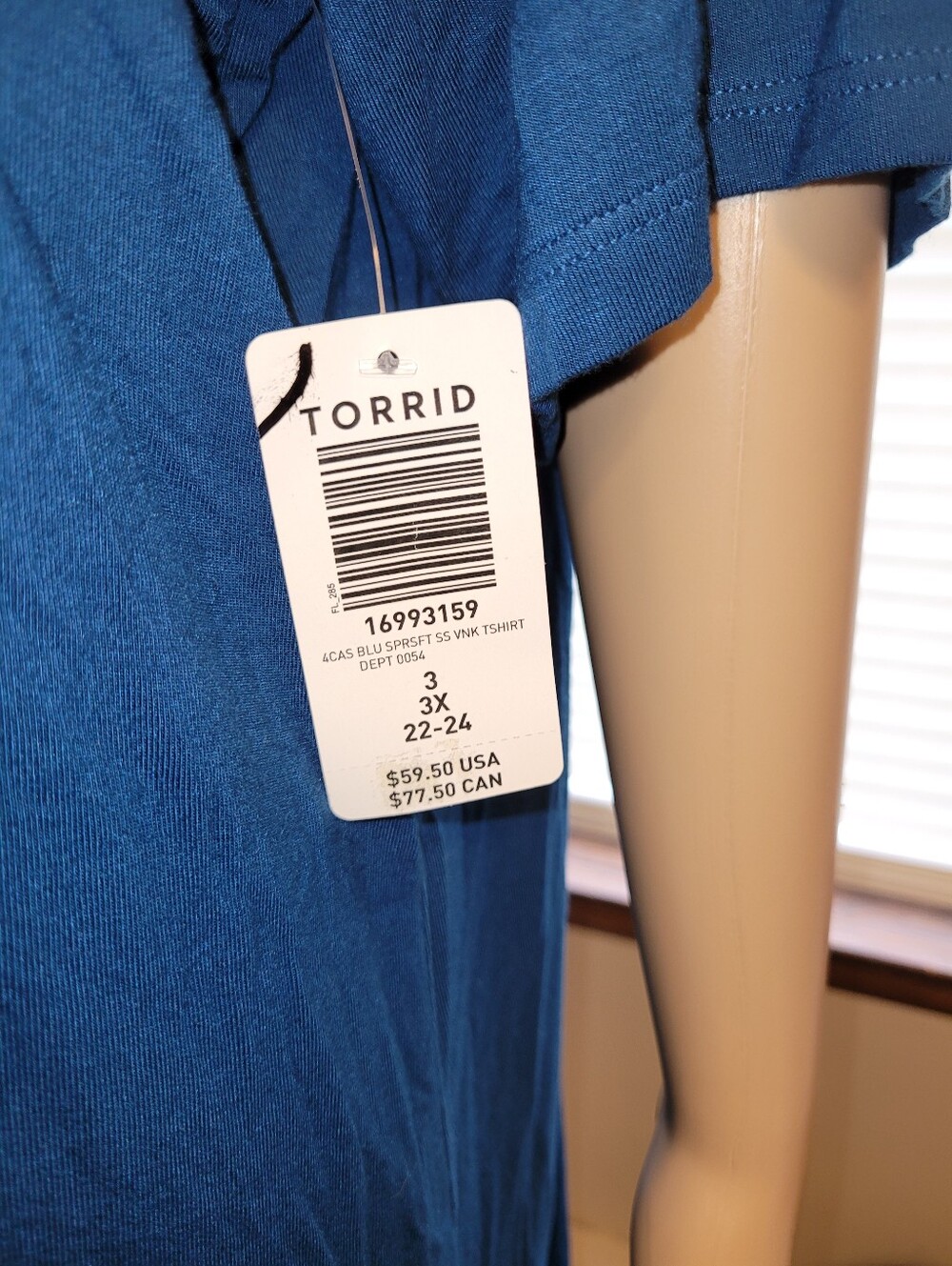 NWT - Torrid Blue V-Neck Tee Shirt Dress - Deep Teal Blue 3X. - Picture 4 of 4